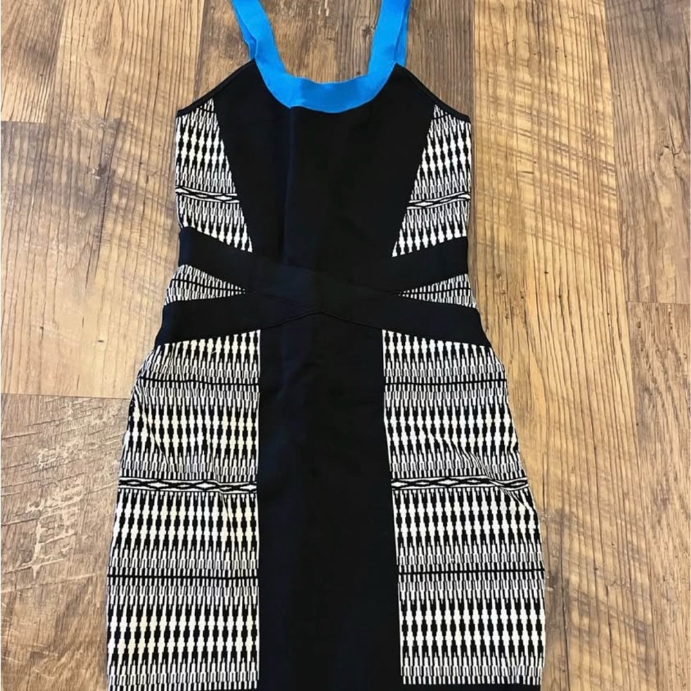 Guess by Marciano Black and Blue Bandage Dress
